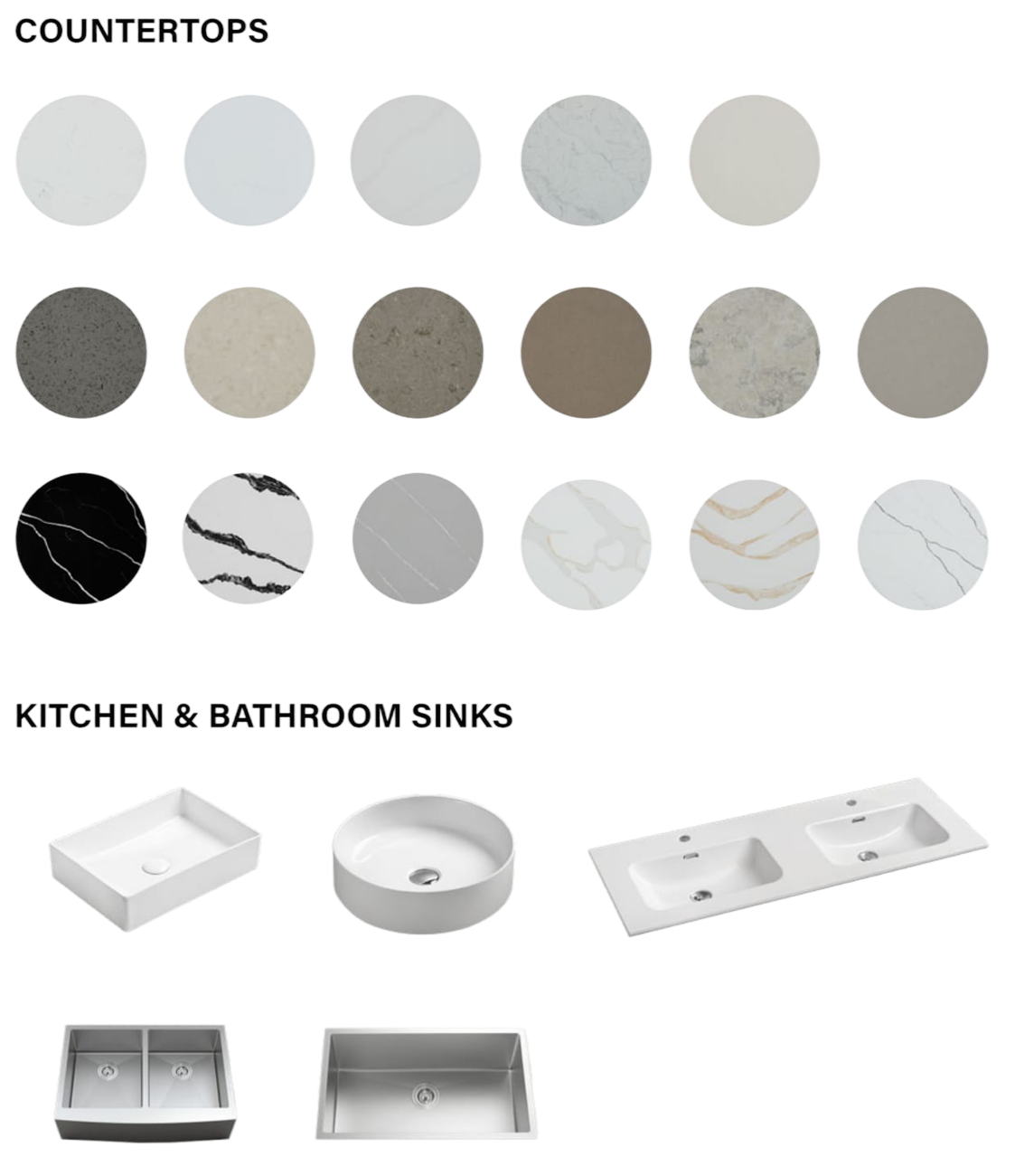 COUNTERTOPS AND KITCHEN & BATHROOM SINKS